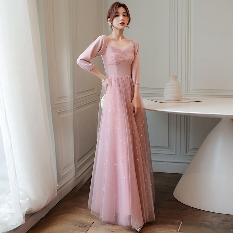 Fuchsia summer bridesmaid dress, advanced evening dress, high-quality style, fitted, long sleeve Fuchsia summer bridesmaid dress, advanced evening dress, high-quality style, fitted, long sleeve