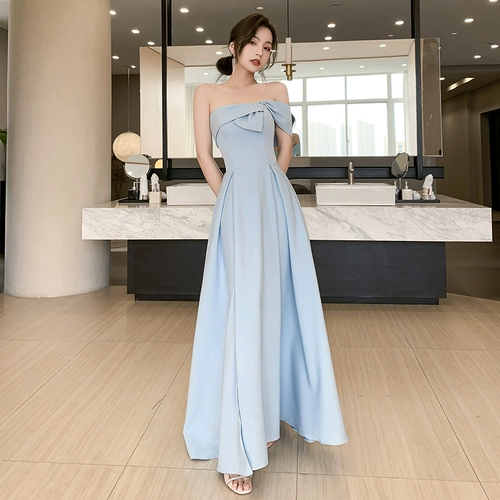 Синее платье подружки невесты, вечернее платье, по фигуре, изысканный стиль