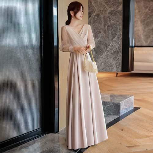 Летнее платье подружки невесты, длинная юбка, вечернее платье, изысканный стиль