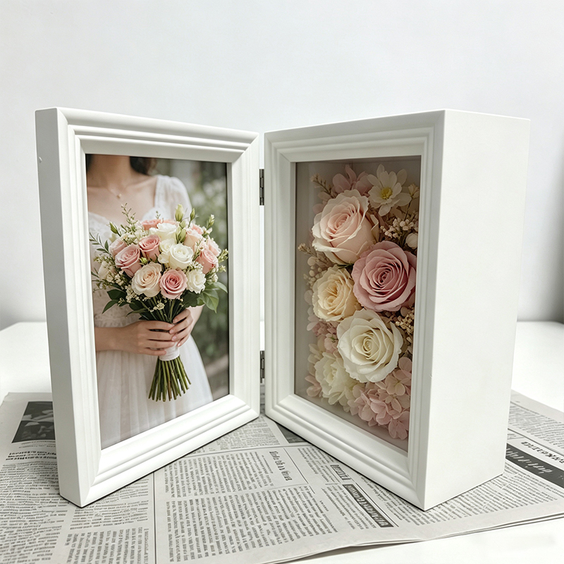 Processing of Inventory: White Wave-Density Board Photo Frames, 7inch Photo Frames, 5cm Hollow Depth Three-Dimensional Photo Frame Ornaments