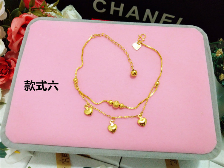 Mới giả Việt Nam vòng chân Shajin nữ trang sức mạ vàng hoang dã Chuyển tiền châu Âu hạt vòng chân điều chỉnh thời gian dài không phai - Vòng chân lắc chân bạc