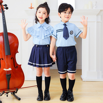 British college style school uniform suit Primary school summer shirt class suit Childrens performance suit Kindergarten garden suit short sleeve
