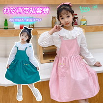Girls Dress Spring 2022 New Western Style Girls Fashion Dress Middle Large Children Lace Overalls Princess Skirt