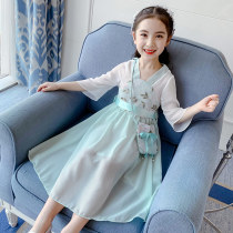 Girls summer Hanfu dress 2020 new childrens ethnic Hanfu dress style little girl summer Tang dress princess dress