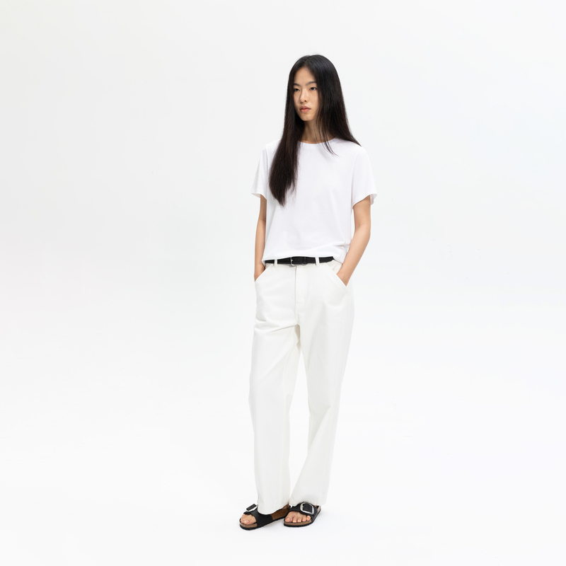 Off-White Ganshan Four Seasons Style Loose Straight-Leg Pure Cotton Denim Pants Chenshui Atelier