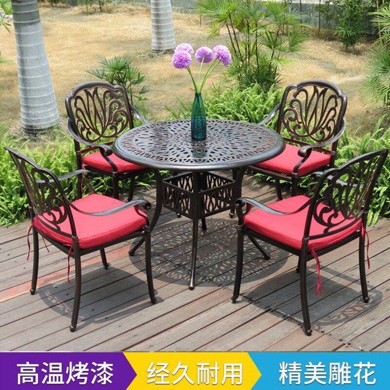 Outdoor Cast Aluminum Table And Chairs Horticultural Leisure Villa Clubhouse Garden Patio Terrace Balcony Eurostyle Art Cast Aluminum-Taobao