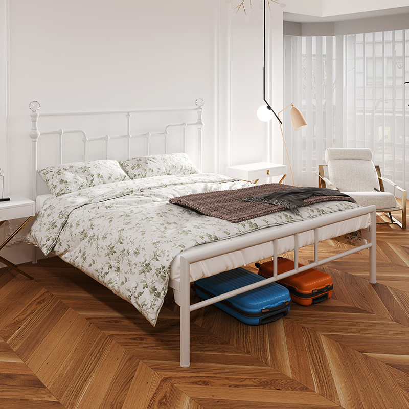 Nordic Red Iron Bed double 1 5 m simple modern 1 8 m children's beds thickening and reinforcing iron frame