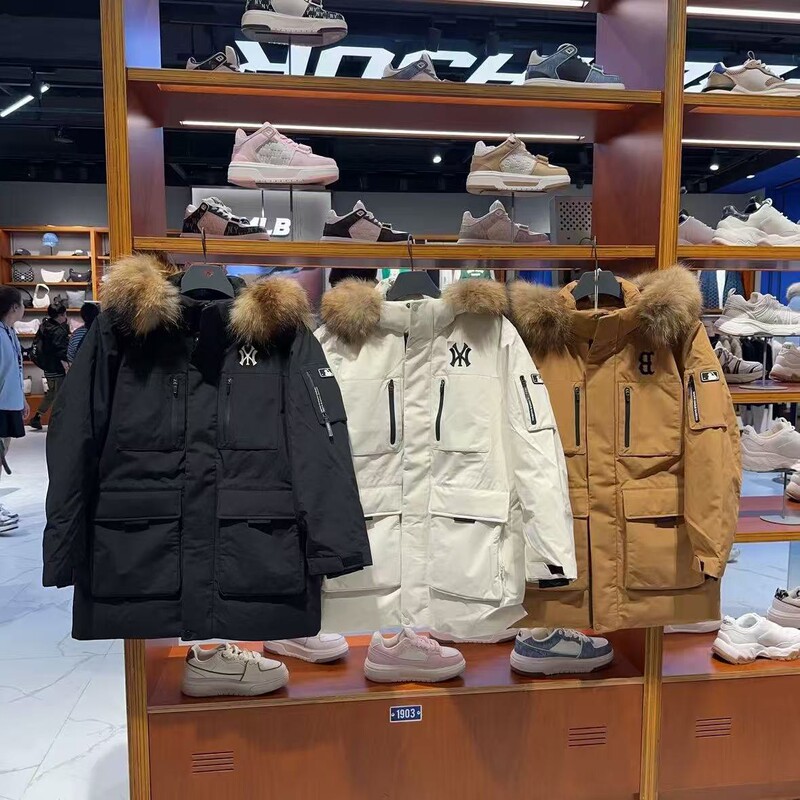 2026 Winter New Style Zhang Linghe Same Style Unisex Workwear Style Detachable Fur Collar Hooded down Jacket Thickened Coat