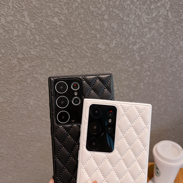 Diamond Pattern Quilted Leather Silicone TPU Puffy S23, S23 Plus, S23 Ultra Samsung Phone Case