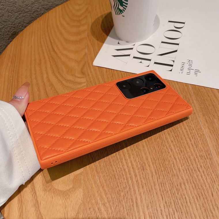 Diamond Pattern Quilted Leather Silicone TPU Puffy S23, S23 Plus, S23 Ultra Samsung Phone Case