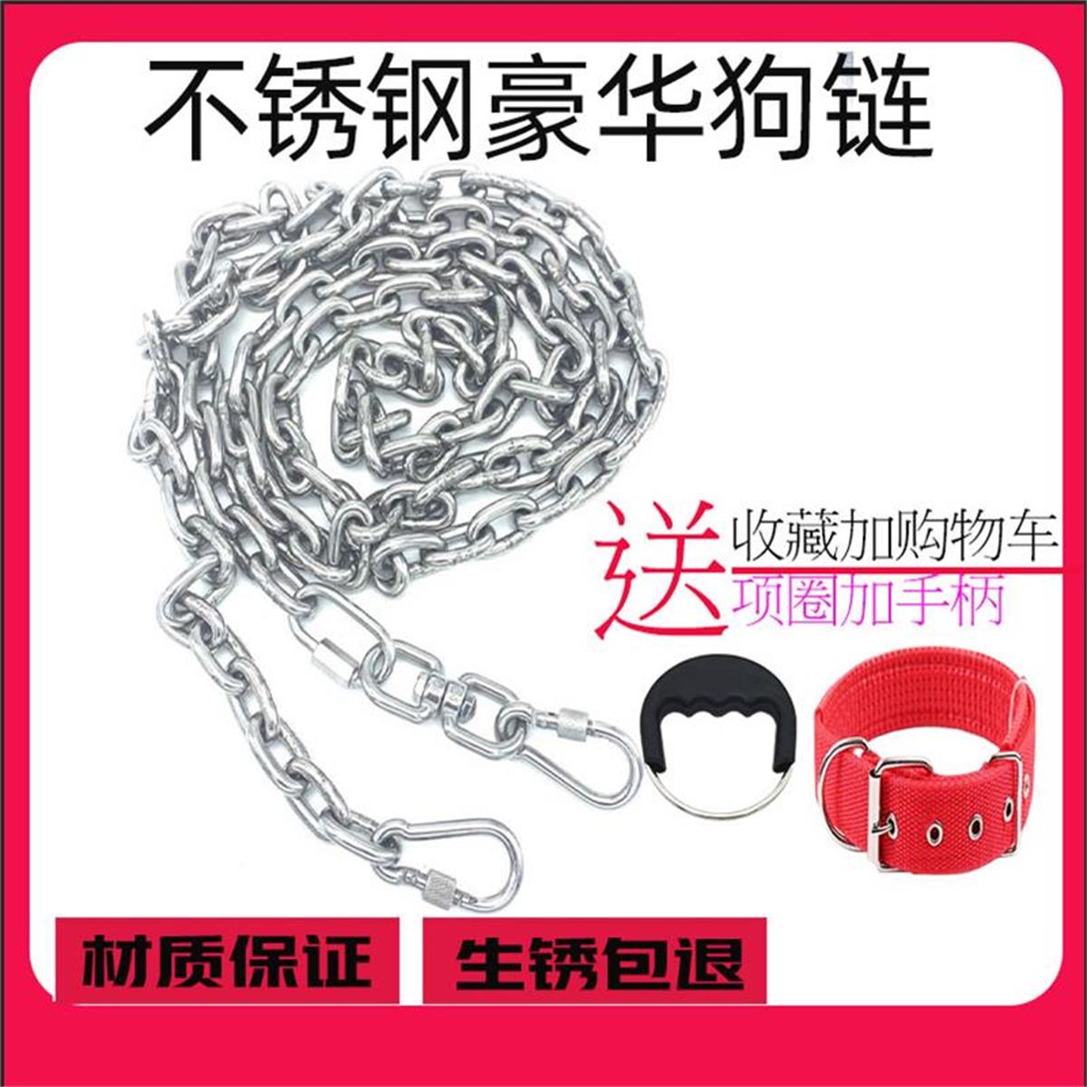 304 stainless steel dog chain large dog small dog ironized golden mastiff anti-rust bolt dog anti-bite lengthened and thickened