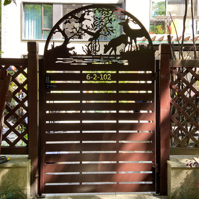 Home hollow anti-theft door single and double open outdoor garden yard small door wrought iron villa courtyard door home can be customized