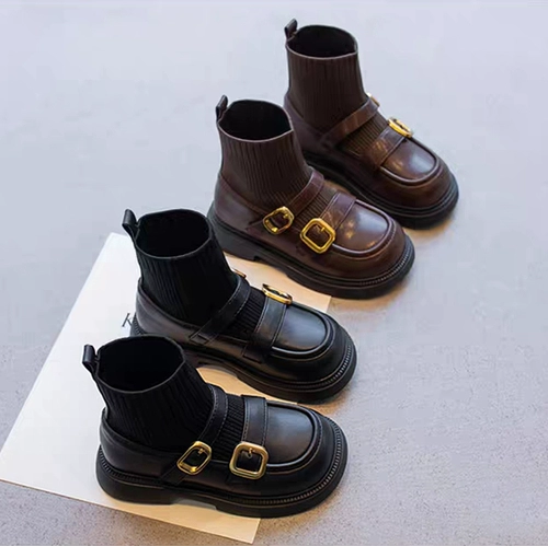 Ботинки, осенние носки, детские зимние короткие сапоги в английском стиле, в западном стиле, в британском стиле, мягкая подошва