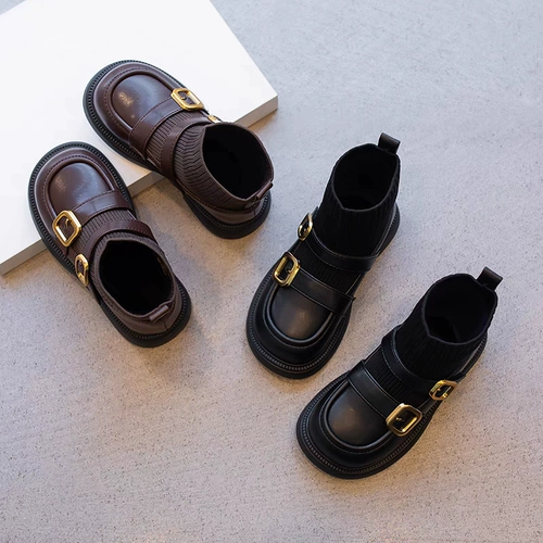 Ботинки, осенние носки, детские зимние короткие сапоги в английском стиле, в западном стиле, в британском стиле, мягкая подошва