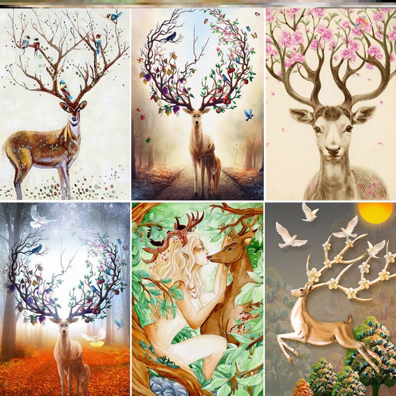 Puzzle Adult Version Elk Deer Tennis Red Drawing Frame Puzzle Small Toys High Difficulty Decompression Adults Gift Cartoon Cartoon