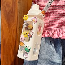 Mug 2022 New female plastic special with hand scale straw cup kettle bottle student transparent couples cup