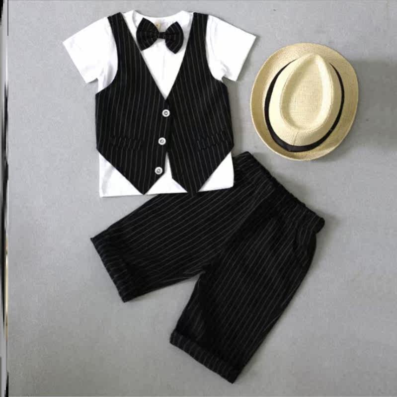 Male Treasure Week Year Old Dress Suit Foreign Pawn Wedding Party Dress Suit Clothes Pure Cotton Baby New Handsome Gentleman
