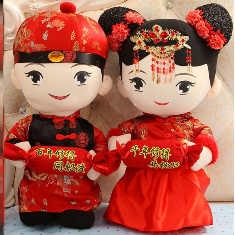 Press-Bed Doll Doll Pair Wedding New High-end Wedding House Super Cute Placement Cloth Dolls Creative Wedding Celebration Ultra Soft Plush
