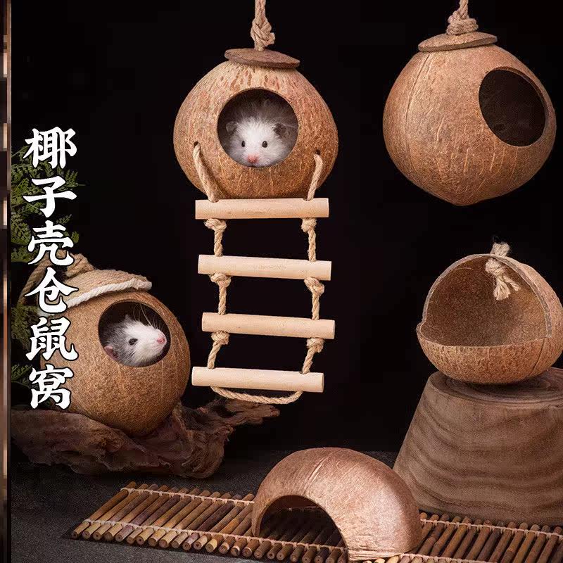 Household goods for small hamsters a full range of pet rat toys special gold silk bear coconut shell stairs to avoid the harbinger