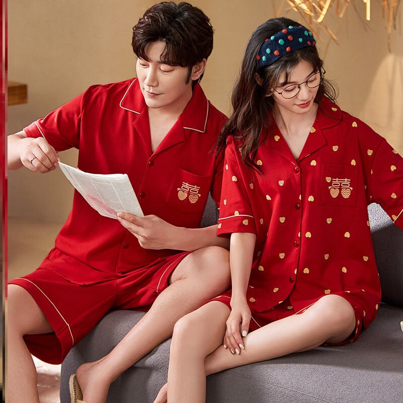 Wedding Pyjamas Newlyweds Suit Upscale Wedding with large size Sizes Slim short sleeves This life is Jane about a man and a woman