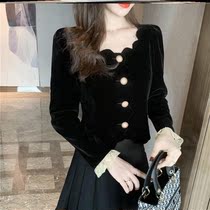 Fan-style small crowdblouse micro fat big code cover belly fat little sister silk suede small fragrant wind temperament embroidered spring dress lock bones