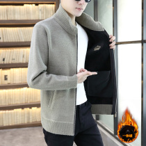 Integrated with floss coat jacket mens spring new mens mink jacket Korean version of the trend to wear a knit cardiovert