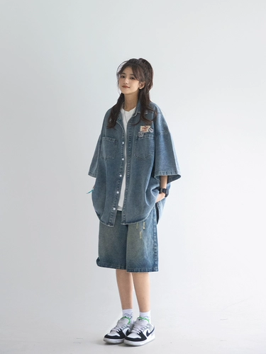 Рубашка, ретро куртка, подходит для подростков, в американском стиле, оверсайз