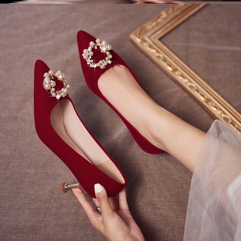 Wedding Shoes Bridal Shoes Female Midstyle Show And Wedding Dress Two Wear 2022 New Chinese Not Tired Feet Red Temperament