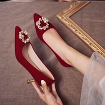 Wedding Shoes Bridal Shoes Female Midstyle Show And Wedding Dress Two Wear 2022 New Chinese Not Tired Feet Red Temperament