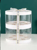 Round cupcake box upscale French double layer transparent mug cake box Lower afternoon tea mousse sweets gift box