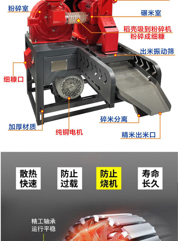 Райс мельница 细糠碾米机粉碎机家用商用新型碾米粉碎一体组合机稻谷剥壳打米机