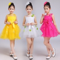 Childrens dance performance White summer girl performance puffy gauze dress kindergarten girl Costume Princess