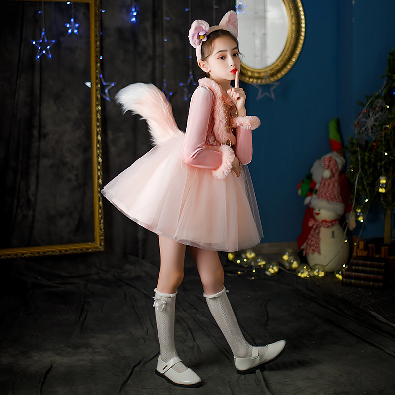 Christmas Kidsren's Party Cosplay Cat Costume Girl's Fox Lina Belle Performance Costume