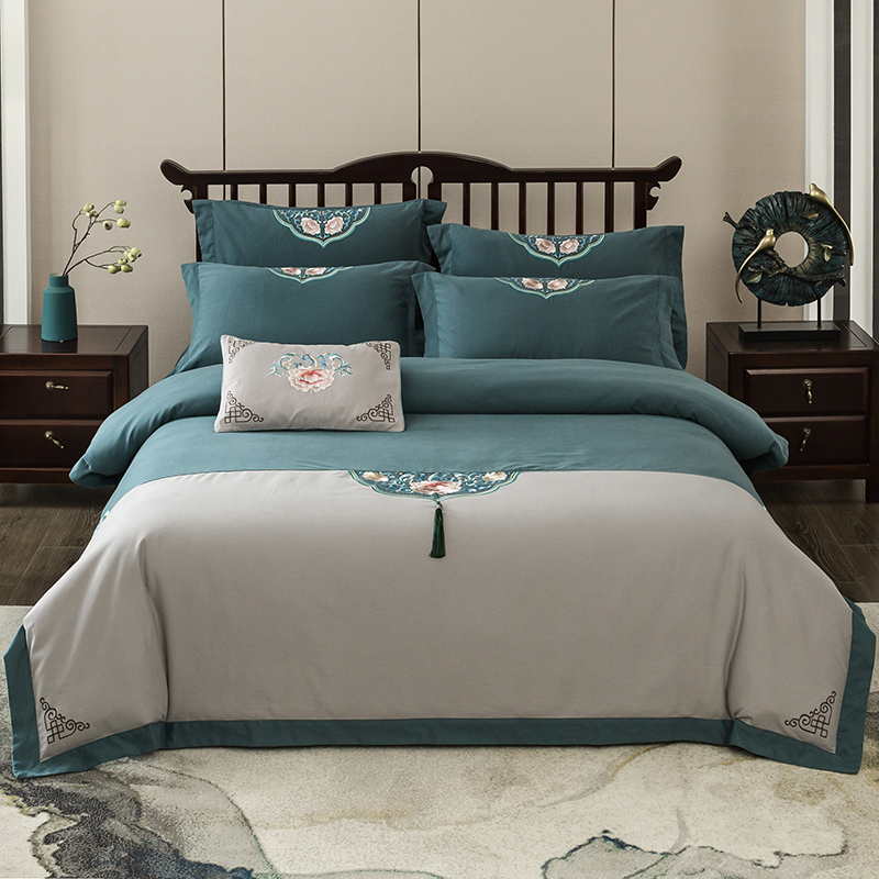 New Chinese style bedding 4 pieces of Chinese style Vintage Bed Pint Full Cotton Warm Embroidery Thickened Pure Cotton Quilt Cover