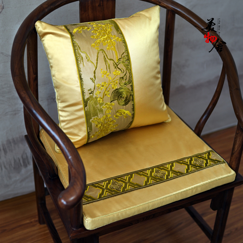 New Embroidered Chair Cushion New Chinese Lace Cushion Tea Room Tea House Chair Cushion Red Wood Chair Taiki Chair Cushion Cushion