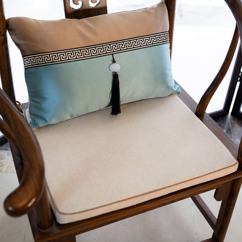 Chinese-style chair cushion sofa dining table cushion cotton and linen breathable household non-slip tatami bay window Taishi chair cushion customization