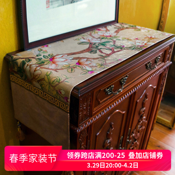 Prototype room Golden Yullan Table Flag European-style extravaganza Neoclassical European style Table Banner Fabric Hotel Bed Flag Custom