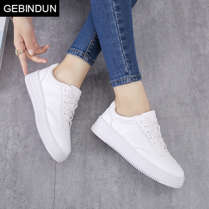 GEBINDU small size small white shoes 31 3233 sponge cake thick bottom casual sports shoes women's lace up new all-match large size