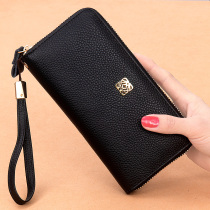 Wallet women long 2021 new leather clutch bag womens zipper head layer cowhide soft lady wallet silver bag small