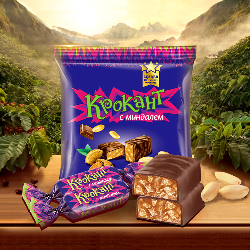 KDV Russia imported purple candy kpokaht sandwich chocolate peanut candy casual snacks
