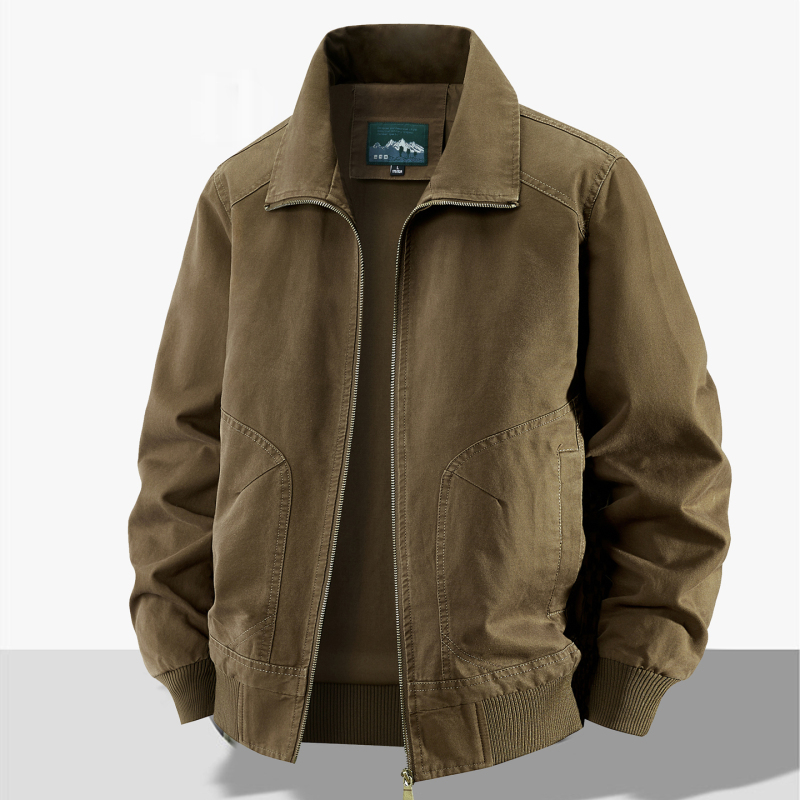 Men's American-Style Lapel Jacket, Short Loose-Fitting Workwear Pilot Coat, Pure Cotton Casual Jacket for Middle-Aged Men, Plus Size