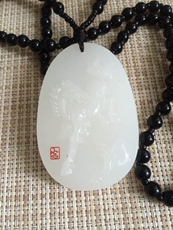 Украшения на шею 阿富汗白玉生肖马吊坠马到成功挂件羊脂白玉石马项坠带链子