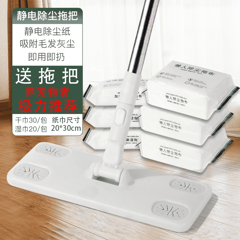 Electrostatic Dust Removal Mop for Home Use, Disposable Floor Cleaning Cloth for Pet Hair, Wet Wipes for Floor Cleaning, Dust-Absorbing Mop