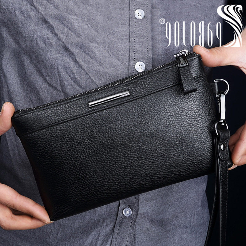Handbag Men's Leather Clutch Large Capacity Business Casual Soft Leather Envelope Bag First Layer Leather Zipper Clutch Bag