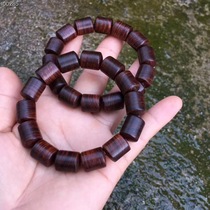 Along with the rising edge of Hainan Huanghua pear barrel beads submerged level Buddha beads hand string men and women purple oil pear tiger skin pattern old material