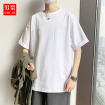 2021 new ordinary short-sleeved top t-shirt tide brand clothes trend white body shirt ins Hong Kong wind inside the male tide
