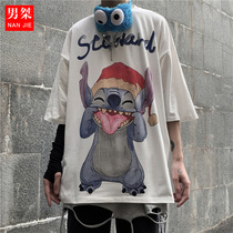 Stizai short-sleeved European and American hiphopt shirt mens fashion brand oversize Harajuku wind five-point sleeve fried street clothes