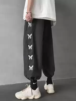 Salt Japanese very fairy pants Male ruffian handsome pants oversize trend men's pants butterfly nine-point casual pants