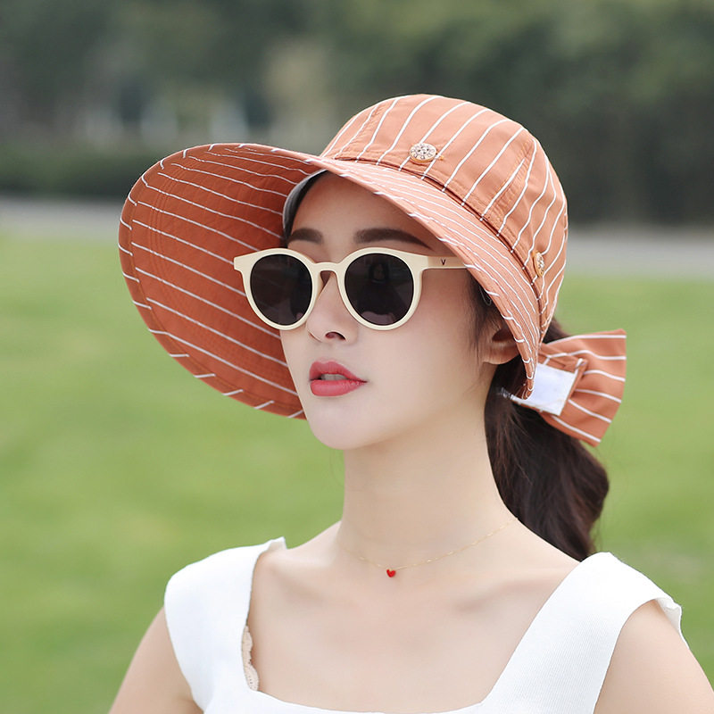 Sun hat women's summer sunscreen sunshade hat large eaves foldable outdoor cycling windproof ultraviolet beach hat
