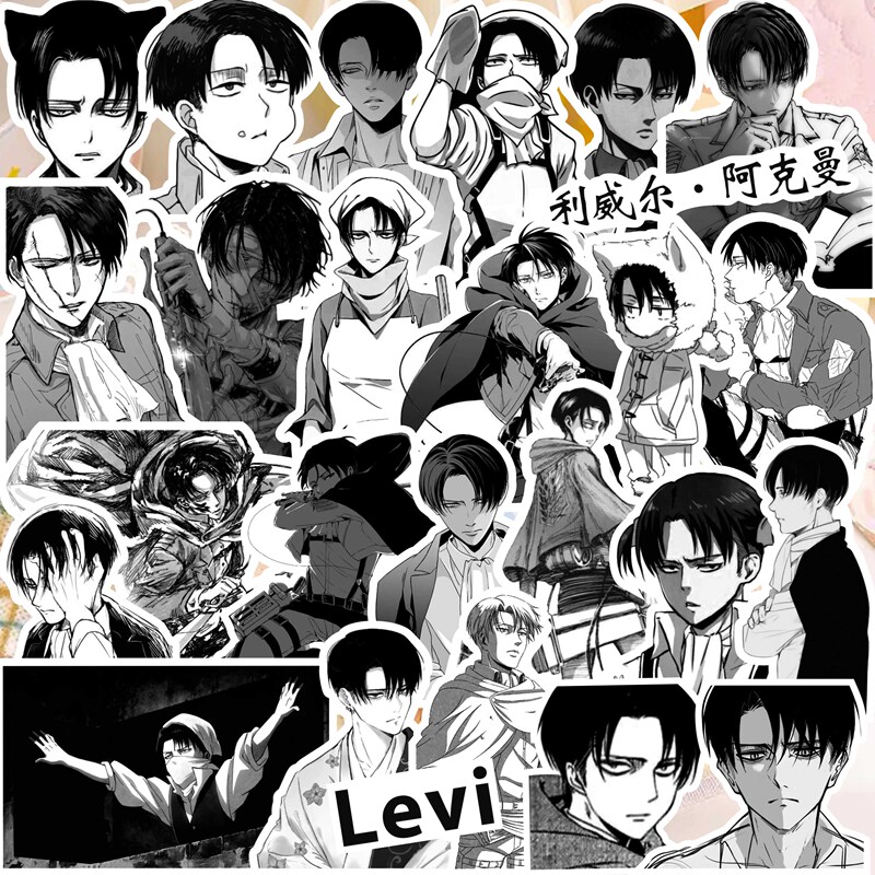 Lever Chief Sticker Attack on Titan Stickers Japanese Anime Eren Mikasa Decoration for Planner Notebook Photo Album Lever Chief Sticker Attack on Titan Stickers Japanese Anime Eren Mikasa Decoration for Planner Notebook Photo Album